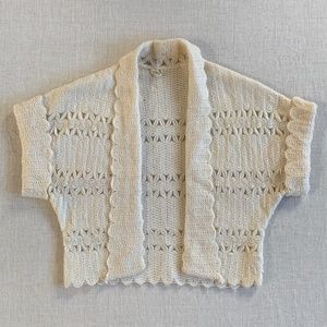 Vintage Cream Wool Knit Bolero Style Sweater - M/L